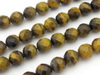 10 Beads - Round faceted Tigers eye gemstone beads 8 mm - GM354