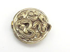 1 Bead -Tibetan silver OM floral repousse beads - BD692