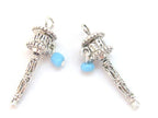 4 Charms - Small size silver tone spinnable tibetan prayer wheel om charms - BD613B