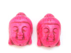2 BEADS - buddha beads buddha jewelry making supply Hot Pink color turquoise howlite carved Buddha bead - BD702