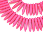 Full strand - Hot Pink magnesite gemstone spike stick beads 25 mm x 5 mm - GM356