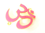 1 Pendant - Large size Hot pink enamel inlaid gold tone plated Om Pendant Bead connector - CM097