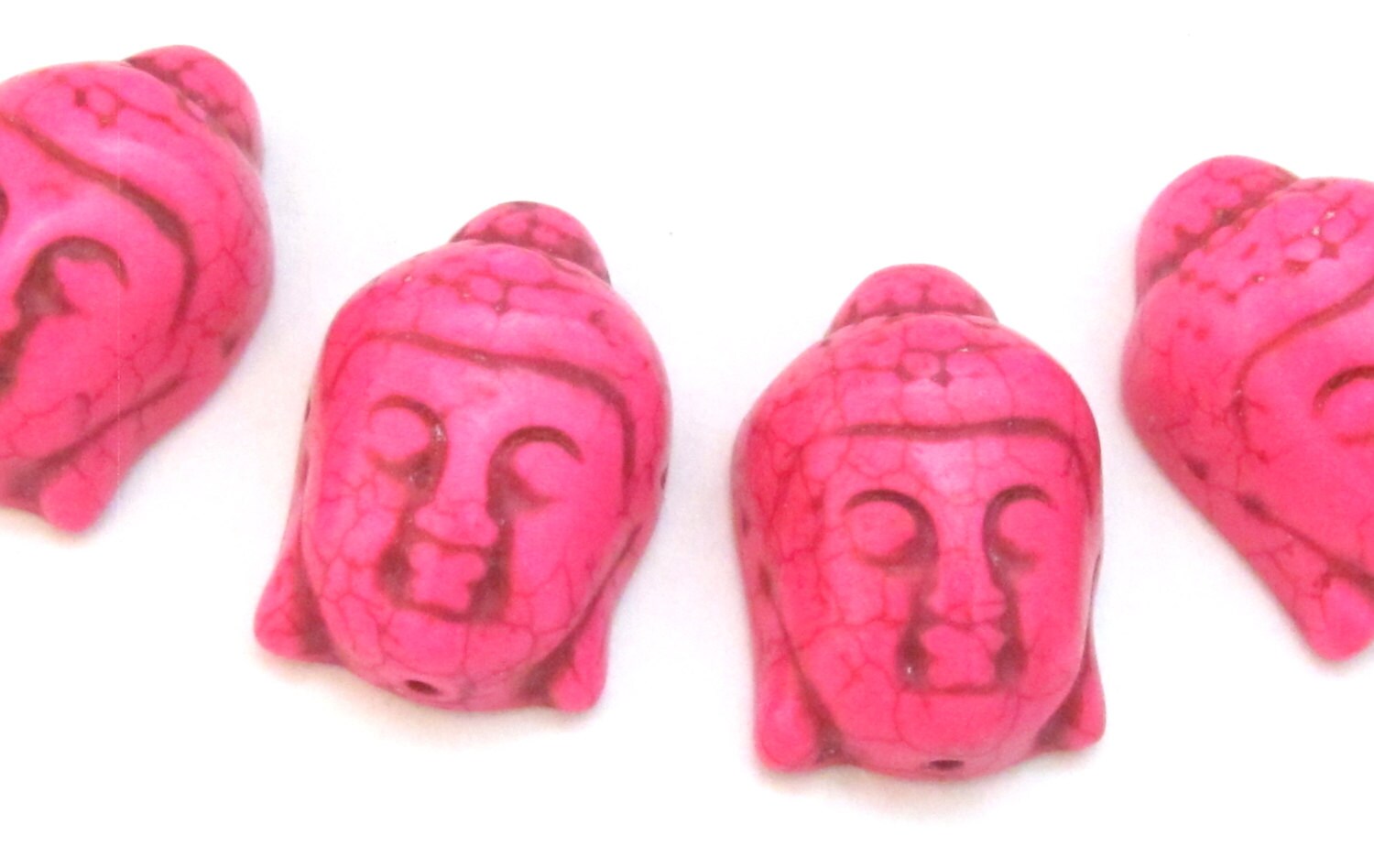 2 BEADS - buddha beads buddha jewelry making supply Hot Pink color turquoise howlite carved Buddha bead - BD702