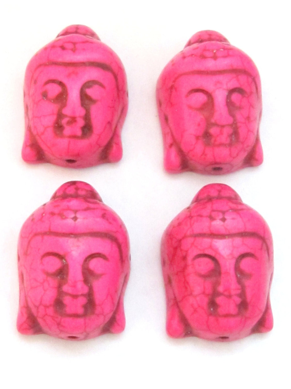 2 BEADS - buddha beads buddha jewelry making supply Hot Pink color turquoise howlite carved Buddha bead - BD702