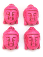 2 BEADS - buddha beads buddha jewelry making supply Hot Pink color turquoise howlite carved Buddha bead - BD702