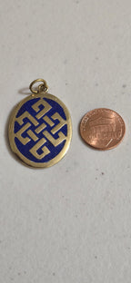1 PENDANT - Tibetan infinity endless knot symbol brass pendant from Nepal - PM448