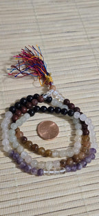 108 beads - chakra mala beads agate quartz amethyst mix gemstone beads mala making supplies - 6 mm from Nepal - ML085K