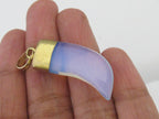 1 Pendant - Opalite milky white horn pendant with golden bail - PM324A