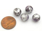 2 BEADS - Amethyst gemstone beads with silver Dragon painting - 10mm - GM358A