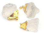 1 Pendant - Rough quartz gemstone gold plated pendant - PM326A