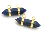 1 Pendant - Lapis Lazuli hexagon point pendant with golden bail - PM327A