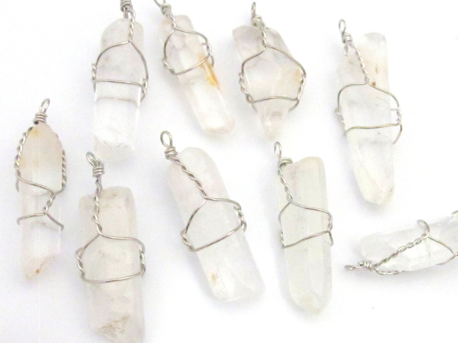 1 Pendant - Clear quartz point wire wrapped pendant - PM328A