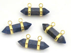 1 Pendant - Lapis Lazuli hexagon point pendant with golden bail - PM327A