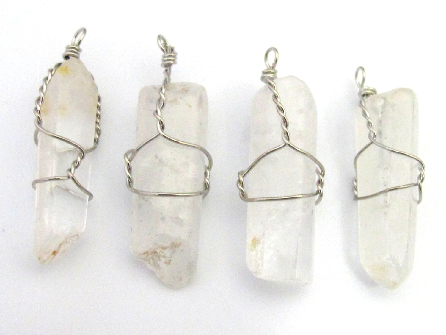 1 Pendant - Clear quartz point wire wrapped pendant - PM328A
