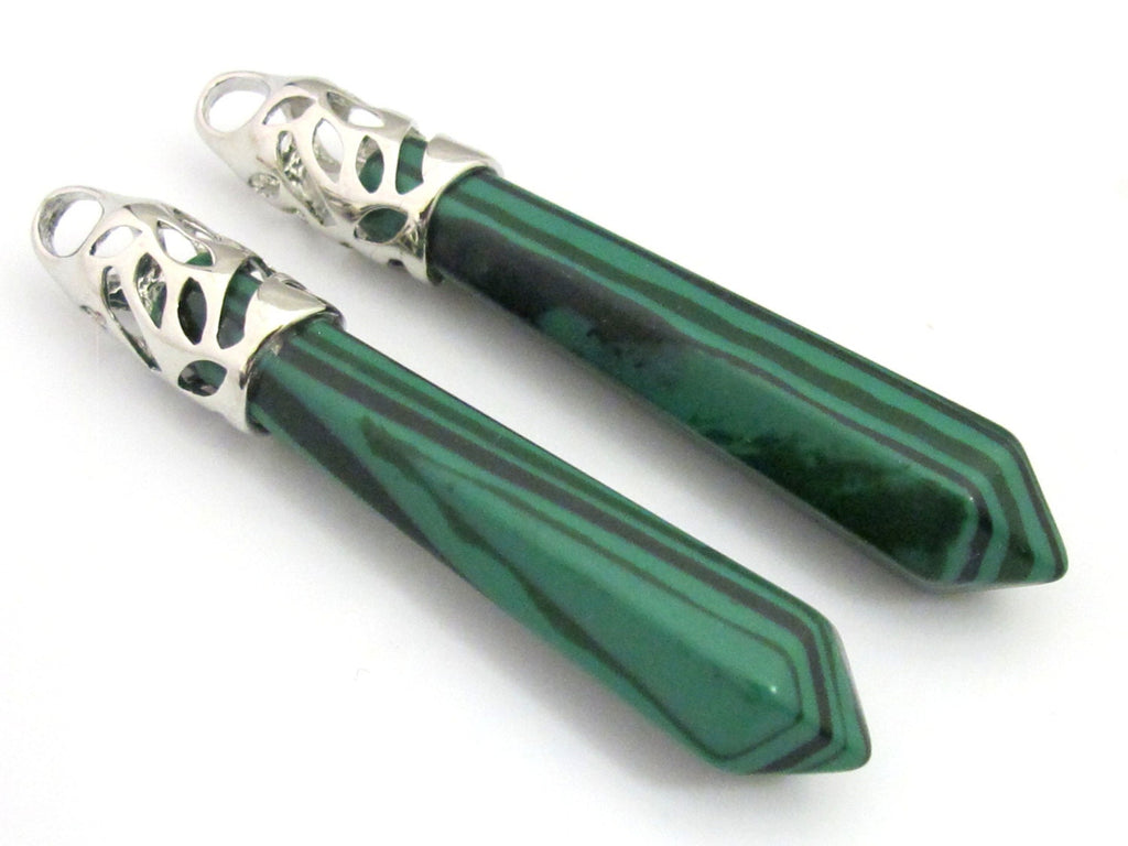 1 Pendant - Beautiful malachite hexagon cut bullet pendant - PM329D