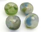 4 BEADS - 20 mm to 23 mm size Large thick recycled peacock blue green african glass beads - AB001