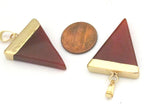1 pendant - Red agate triangle shape gold tone electroplated gemstone pendant - PM330A