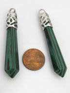1 Pendant - Beautiful malachite hexagon cut bullet pendant - PM329D