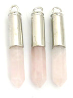 1 Pendant - Pink rose Quartz gemstone bullet pendant - PM334A