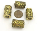 1 BEAD - Tibetan brass bead with long tail dragon repousse design - BD717