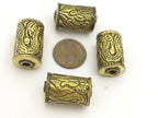 1 BEAD - Tibetan brass bead with long tail dragon repousse design - BD717