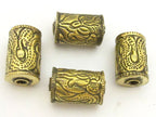 1 BEAD - Tibetan brass bead with long tail dragon repousse design - BD717