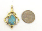 2 pieces - Tibetan Brass teardrop design turquoise inlaid charms - PM335A