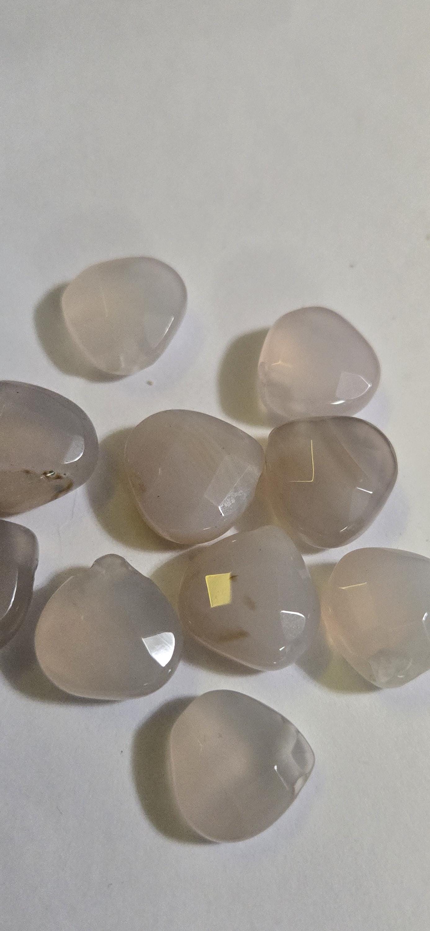 4 beads - Pink Chalcedony quartz faceted drop briolette beads - gemstone beads - nepalbeadshop - GM167