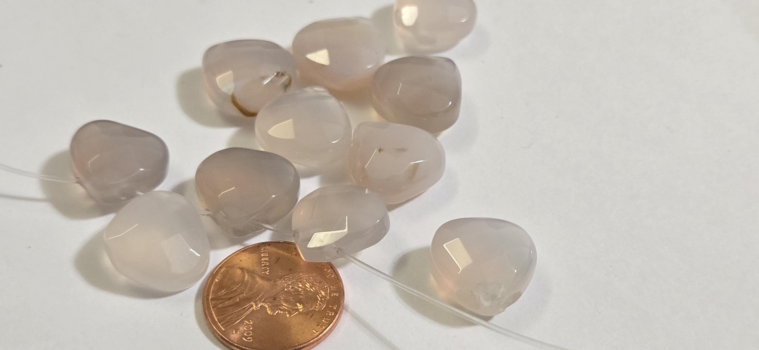 4 beads - Pink Chalcedony quartz faceted drop briolette beads - gemstone beads - nepalbeadshop - GM167