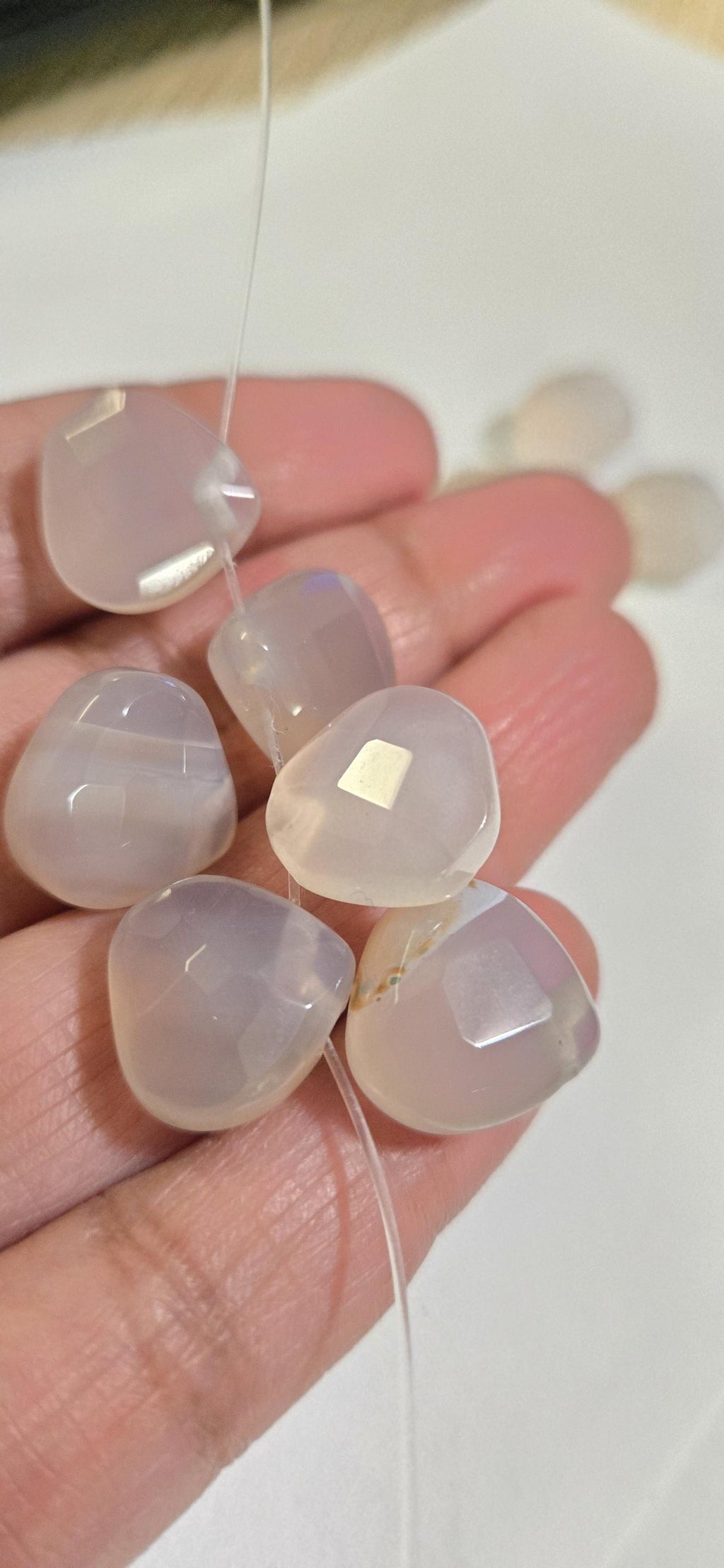 4 beads - Pink Chalcedony quartz faceted drop briolette beads - gemstone beads - nepalbeadshop - GM167