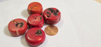 4 Beads - Thick wide Large size red color dyed bamboo coral beads - GM175