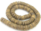 1 Full Strand - 15 inches Natural brown rondelle heishi donut coconut beads 10 mm size - NB131