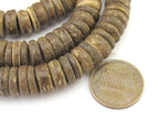 1 Full Strand - 15 inches Natural brown rondelle heishi donut coconut beads 10 mm size - NB131
