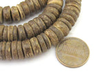 1 Full Strand - 15 inches Natural brown rondelle heishi donut coconut beads 10 mm size - NB131