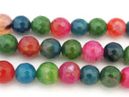 15 BEADS - Faceted round fire agate colorful gemstone beads 10mm - GM363