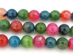 15 BEADS - Faceted round fire agate colorful gemstone beads 10mm - GM363