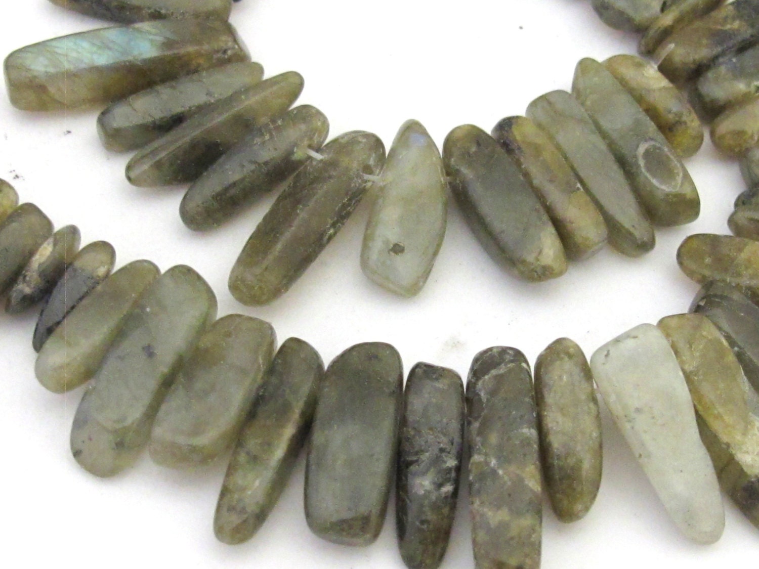 1 Full strand - Natural Labradorite stick beads Full Strand 15 inches - GM365