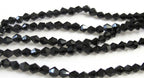 1 Full strand - 16 inches Faceted bicone AB black glass crystal beads 4 mm size - AB030