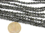 1 Full strand - 16 inches Faceted bicone AB black glass crystal beads 4 mm size - AB030