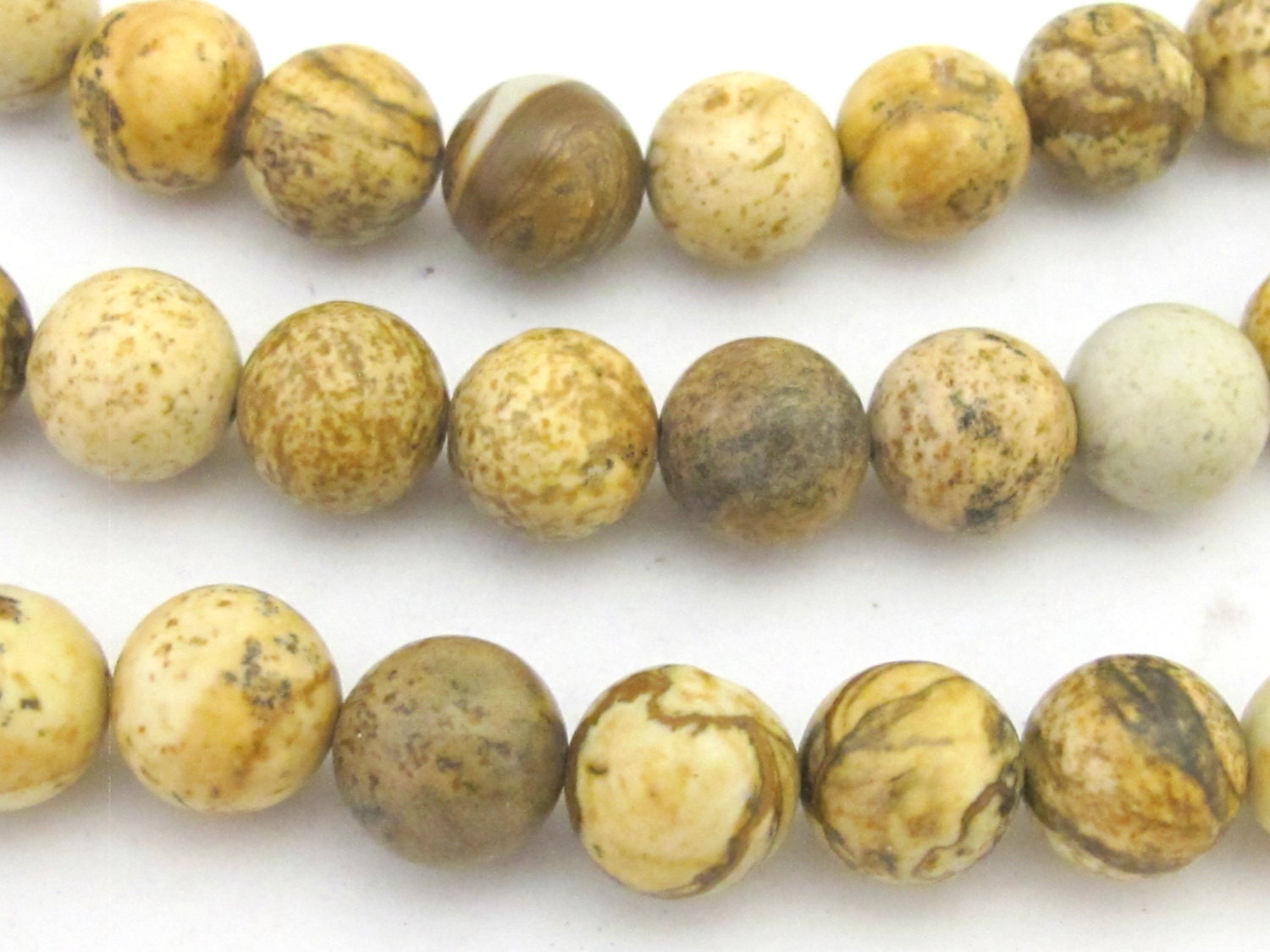 10 BEADS - Earthy coffee tone picture Jasper round gemstone beads 10 mm - GM360
