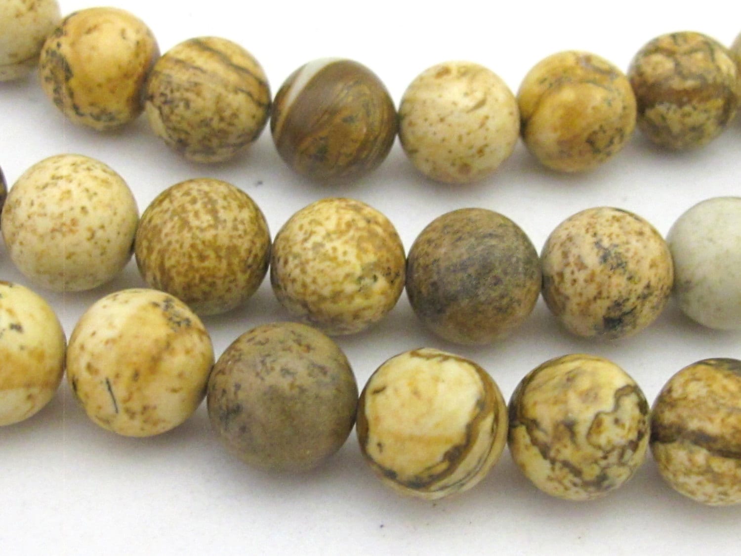 10 BEADS - Earthy coffee tone picture Jasper round gemstone beads 10 mm - GM360