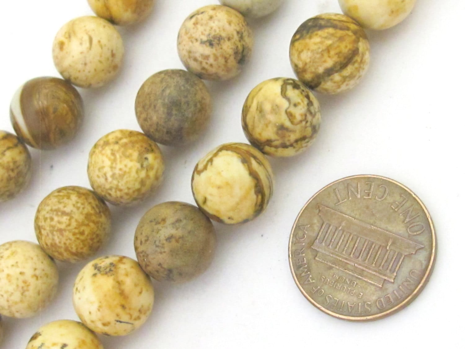 10 BEADS - Earthy coffee tone picture Jasper round gemstone beads 10 mm - GM360