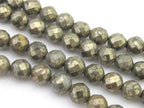 10 BEADS - Round Faceted Pyrite gemstone beads 8 mm - GM362