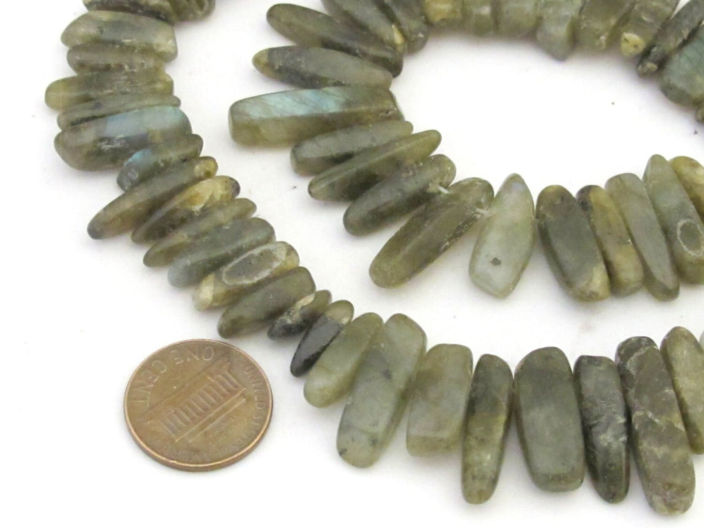 1 Full strand - Natural Labradorite stick beads Full Strand 15 inches - GM365