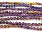 1 Full strand - 16 inches Faceted bicone AB purple titanium color crystal glass beads 4 mm size - AB032