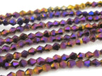 1 Full strand - 16 inches Faceted bicone AB purple titanium color crystal glass beads 4 mm size - AB032