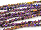 1 Full strand - 16 inches Faceted bicone AB purple titanium color crystal glass beads 4 mm size - AB032