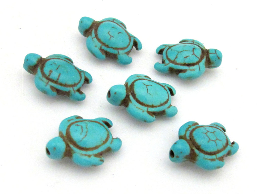 4 Beads-Howlite turquoise Carved Turtle charm beads - GM366