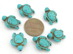 10 Beads-Howlite turquoise Carved Turtle charm beads - GM366