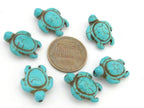 4 Beads-Howlite turquoise Carved Turtle charm beads - GM366